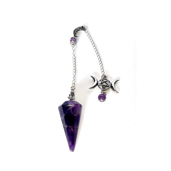 Pendulum Amethyst with Moon chain and Triple Moon